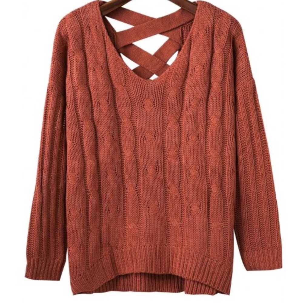 NEW AUTUMN Criss Cross Cable Knit Sweater